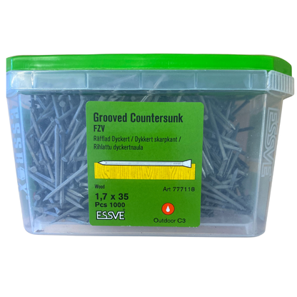ESSVE Räfflad dyckert skarpkant 1,7x35mm förpackning med 1000 st, framsida