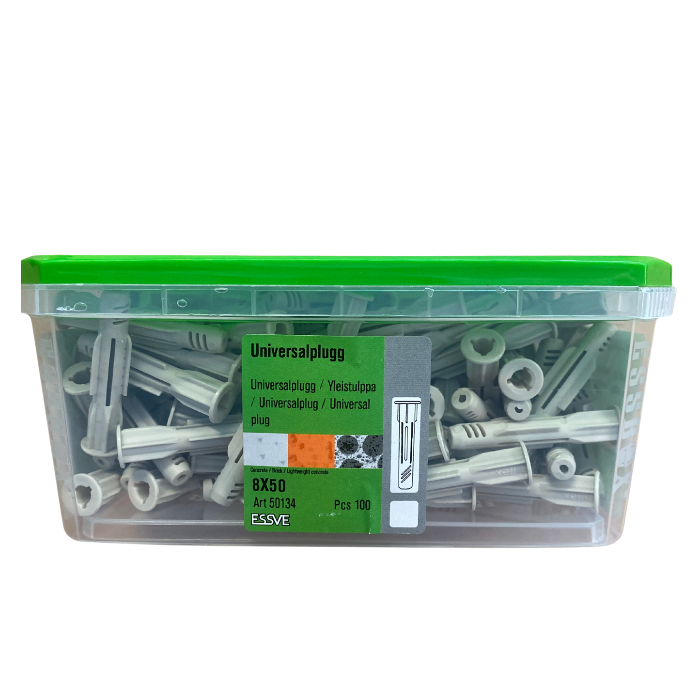 ESSVE Universalplugg 8x50mm förpackning med 100 st, framsida
