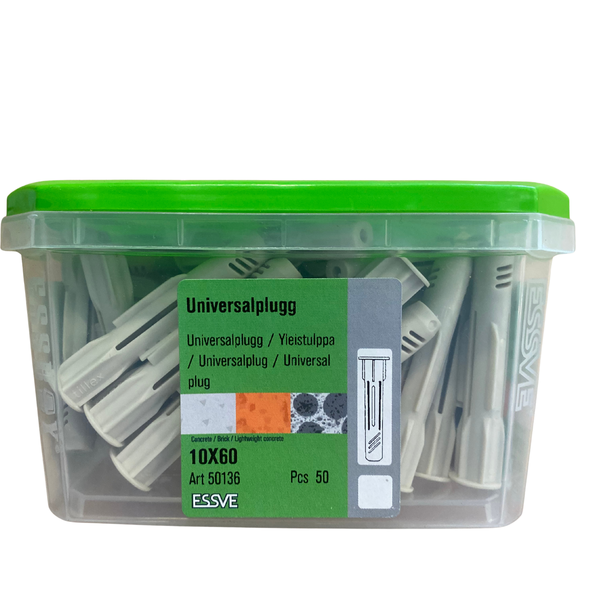 ESSVE Universalplugg 10x60mm förpackning med 50 st, framsida