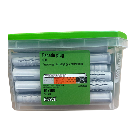 ESSVE Fasadplugg GXL 10x100 mm förpackning med grönt lock, 40-pack