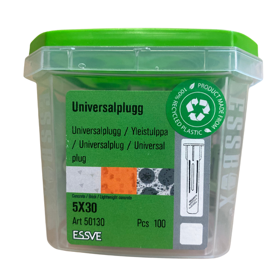 ESSVE Universalplugg 5x30 mm förpackning med grönt lock, 100-pack