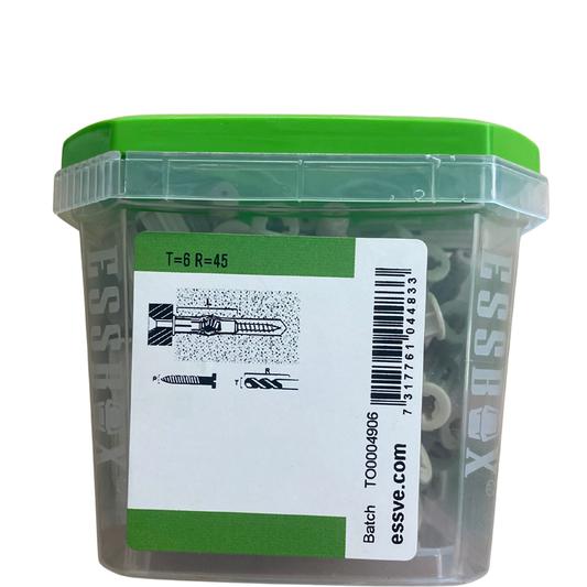 ESSVE Universalplugg 6x35 mm förpackning baksida med tekniska mått T R