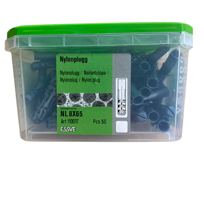 ESSVE Nylonplugg NL 8x65 mm förpackning med grönt lock, 50-pack