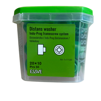 ESSVE Distansbricka Indu-Prog 20x10 mm förpackning med grönt lock, 50-pack