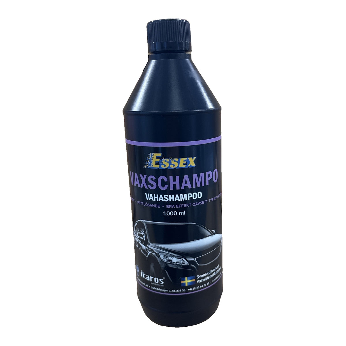 Bilschampo med vaxtillsats Vaxschampo 1000 ml i svart flaska, framsida
