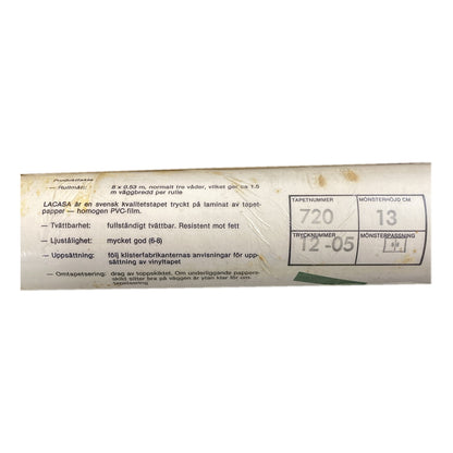 Tapetrulle Lacasa 720 med produktfakta-etikett
