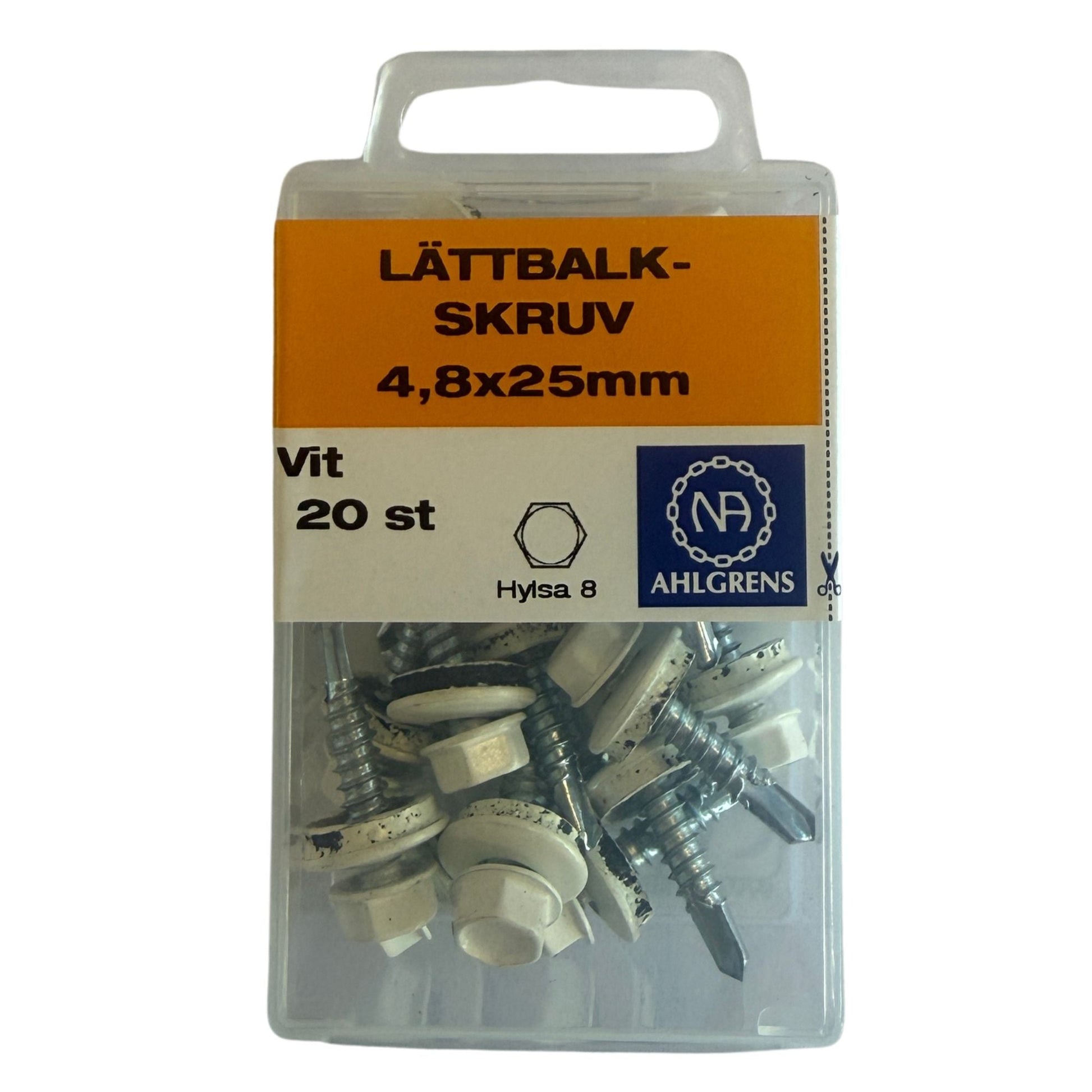 Ahlgrens Lättbalkskruv 4,8x25mm vit i förpackning med 20 st