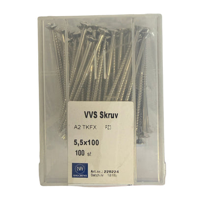 Nils Ahlgren VVS Skruv A2 TKFX 5,5x100mm i förpackning
