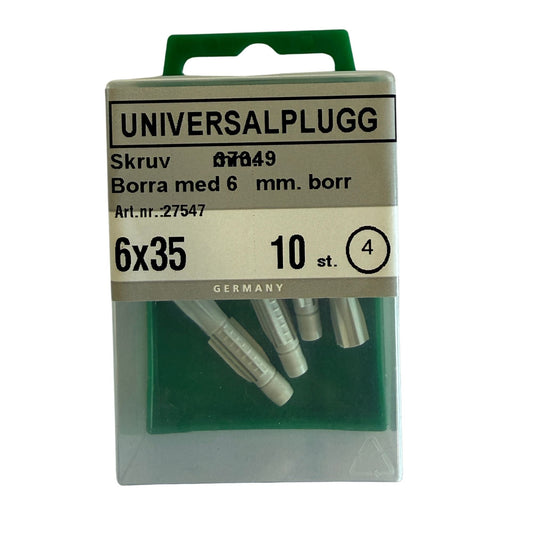 Universalplugg 6x35mm förpackning med 10 st pluggar