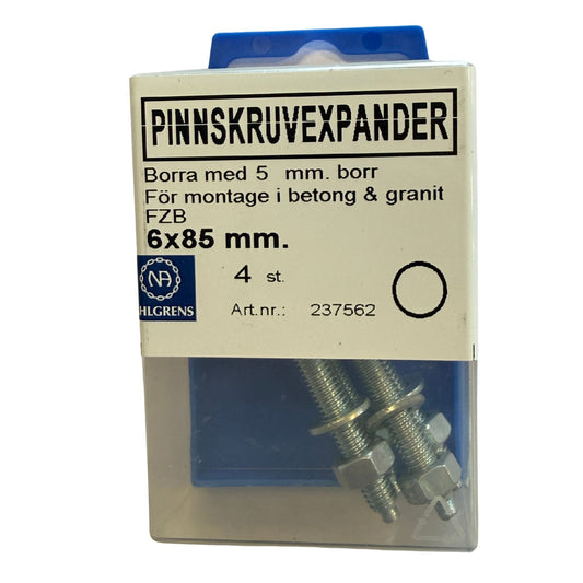 Förpackning med pinnskruvexpander 6x85mm från Nils Ahlgren, 4 st