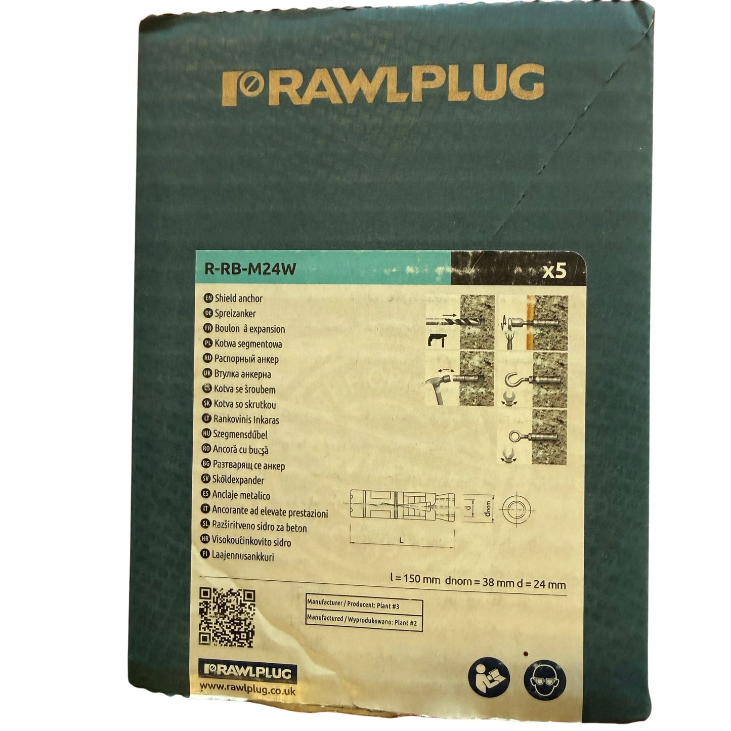 Rawlplug förpackning R-RB-M24W baksida med monteringsanvisning