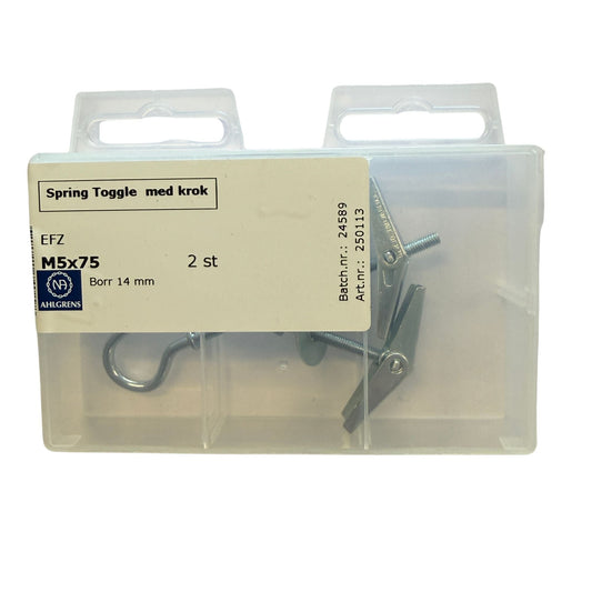 Spring Toggle med krok M5x75 Nils Ahlgren hålrumsanker i förpackning