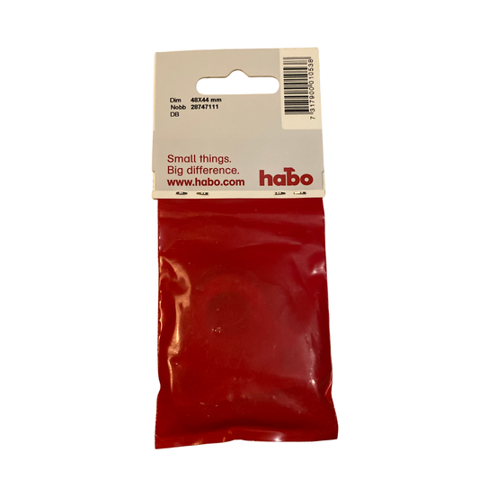 Hänglåsbleck 48x44 mm baksida av förpackning med dimension, NOBB-nummer och streckkod