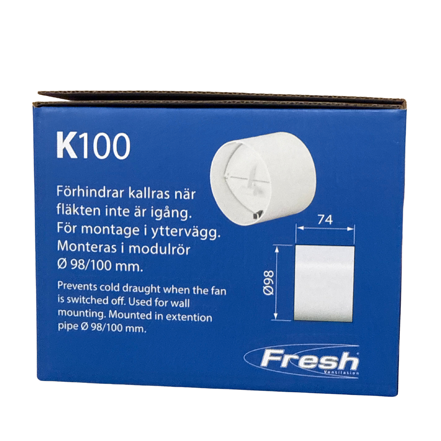 Kallrasskydd K100 Fresh med måttritning och monteringsinformation