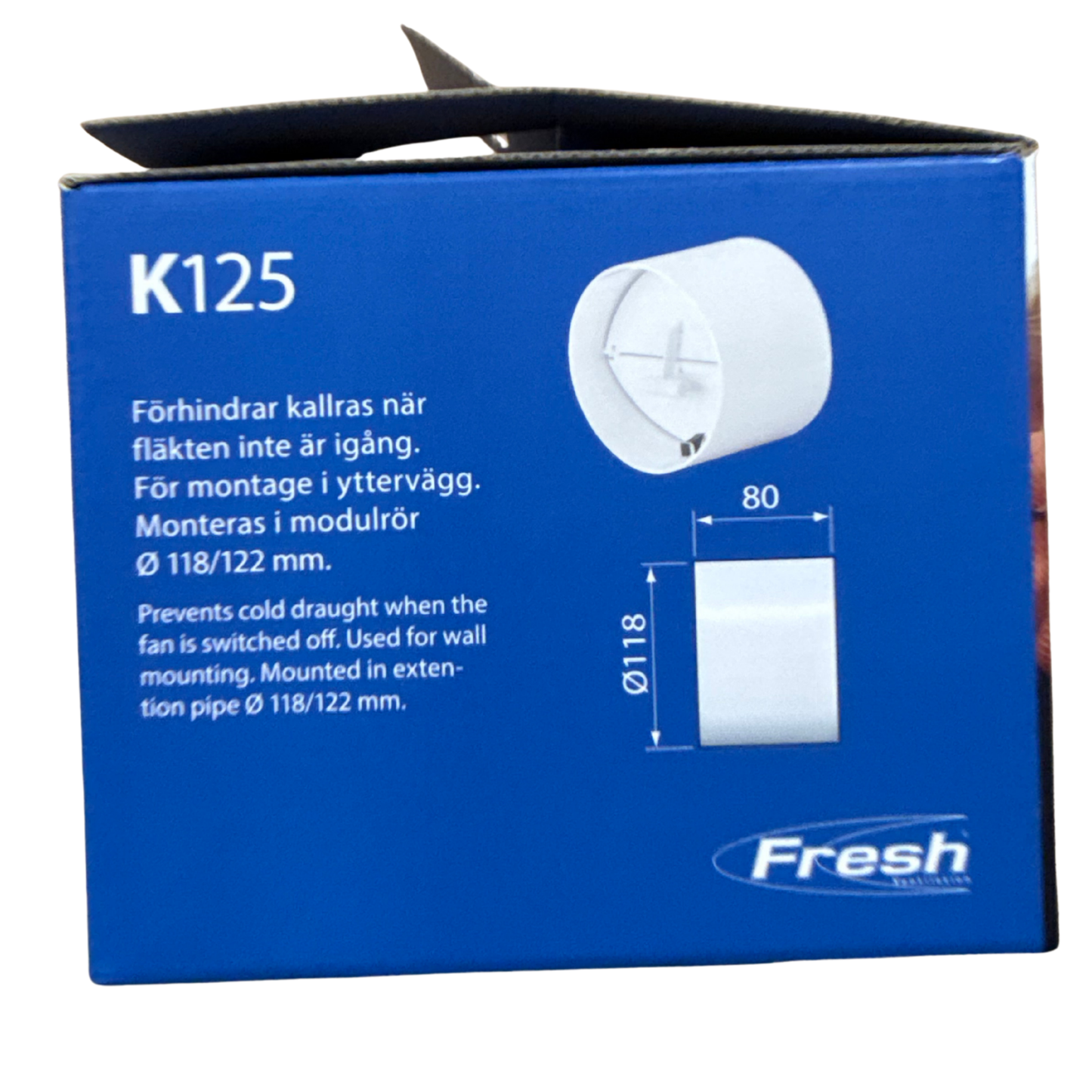 Kallrasskydd K125 Fresh med måttritning och monteringsinformation