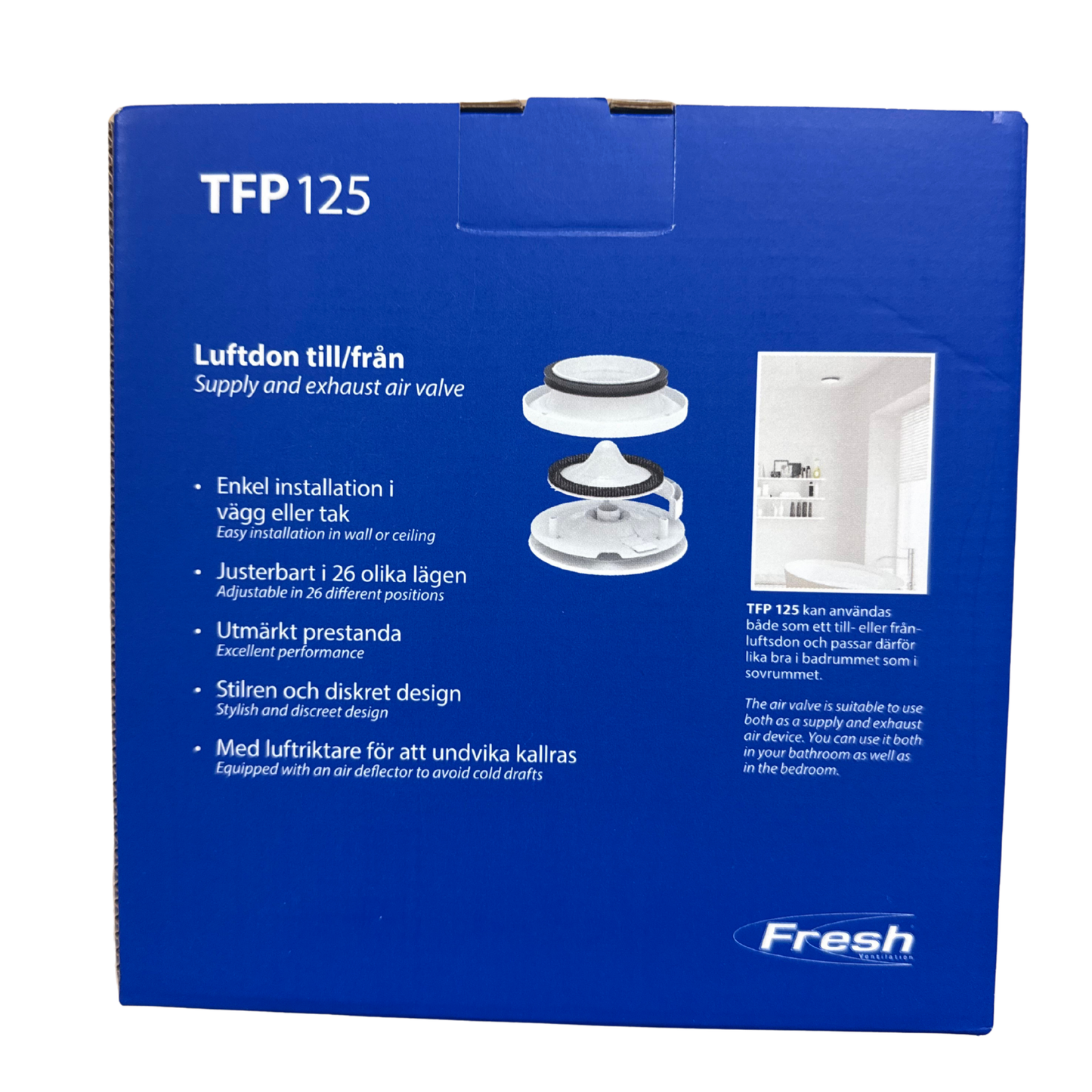 Luftdon TFP 125 Fresh med luftriktare och produktegenskaper