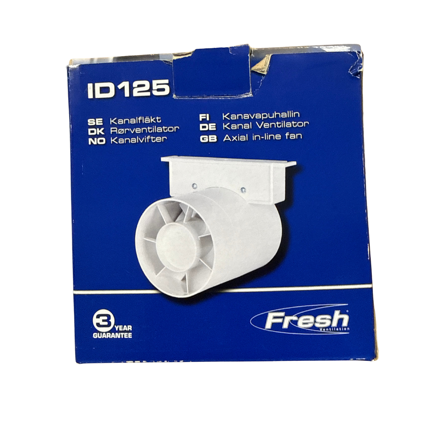 Kanalfläkt Fresh ID125 i originalförpackning, framsida