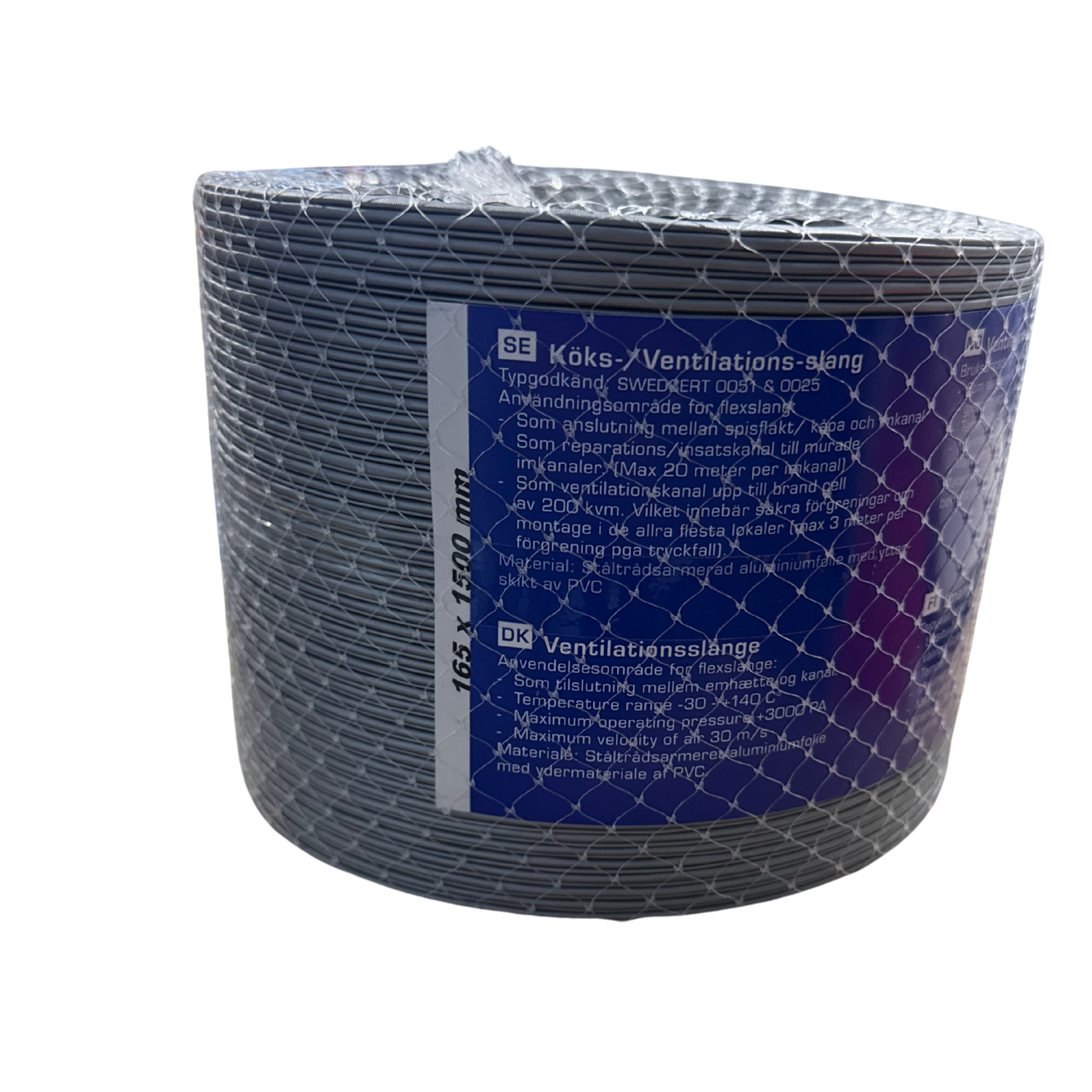 Köks-/ventilationsslang 165x1500 mm typgodkänd i originalförpackning