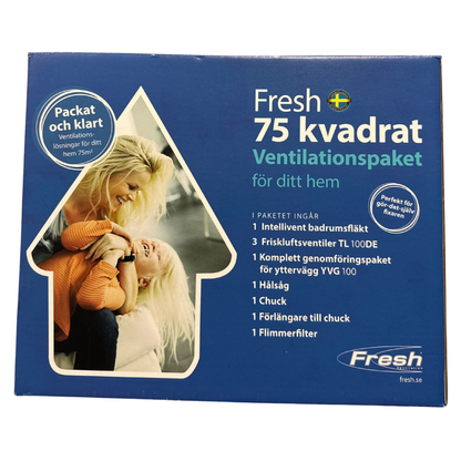 Ventilationspaket Fresh 75 kvadrat förpackning med innehållslista