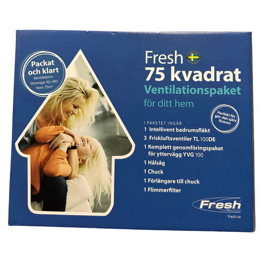 Ventilationspaket Fresh 75 kvadrat förpackning med innehållslista