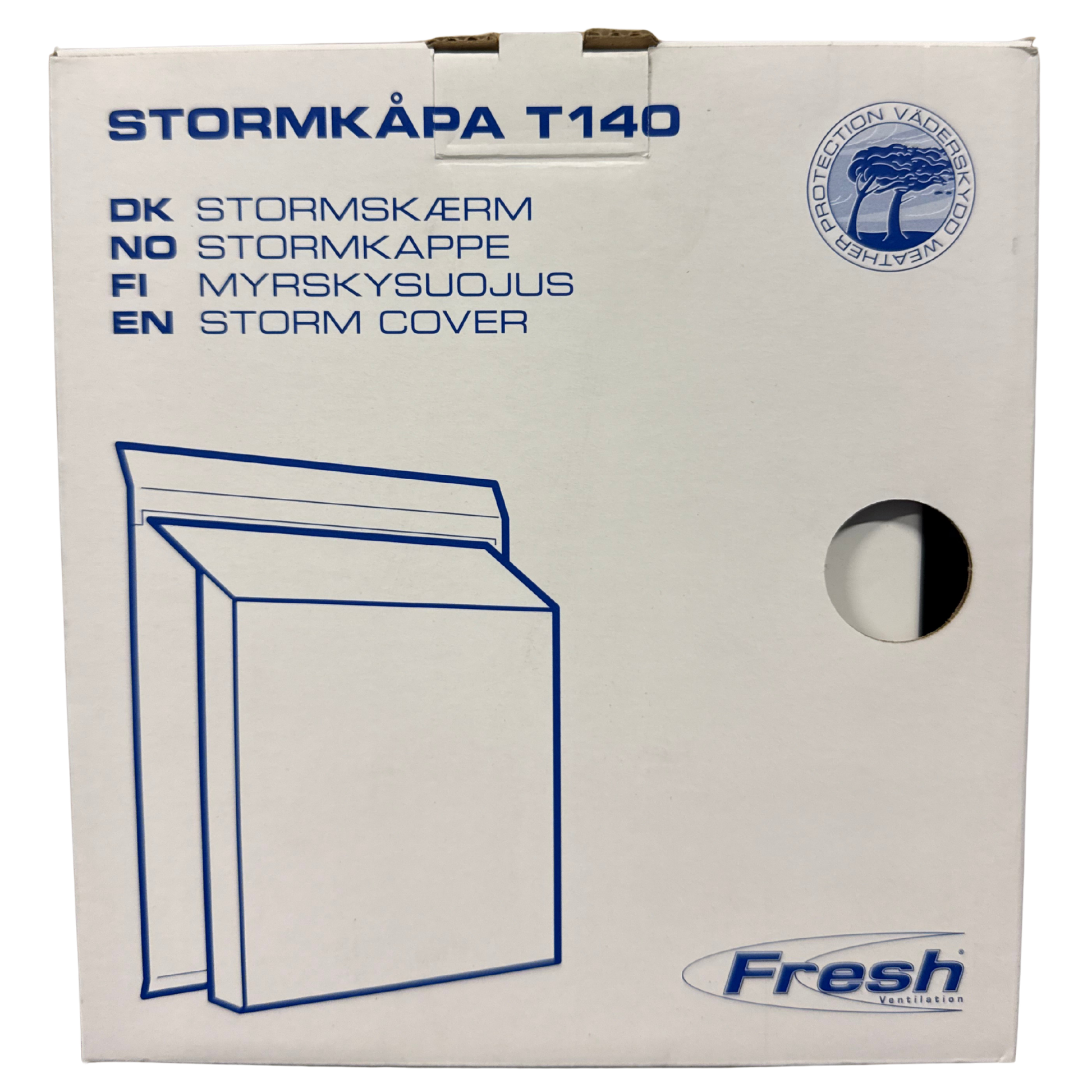 Stormkåpa T140 vädersäkert luftintag förpackning med illustration