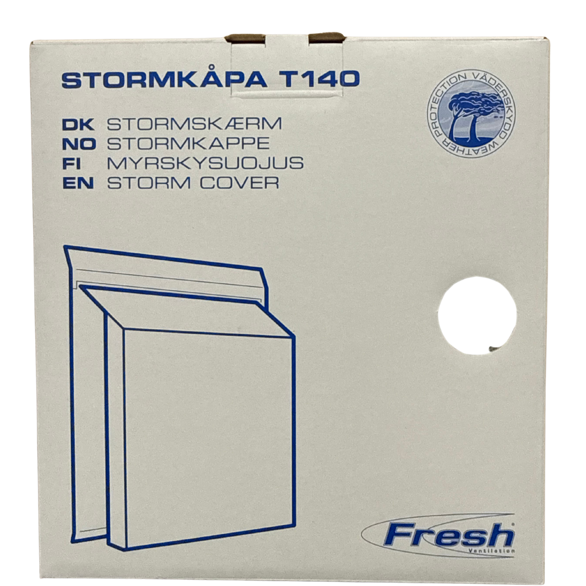 Stormkåpa T140 vädersäkert luftintag förpackning med illustration