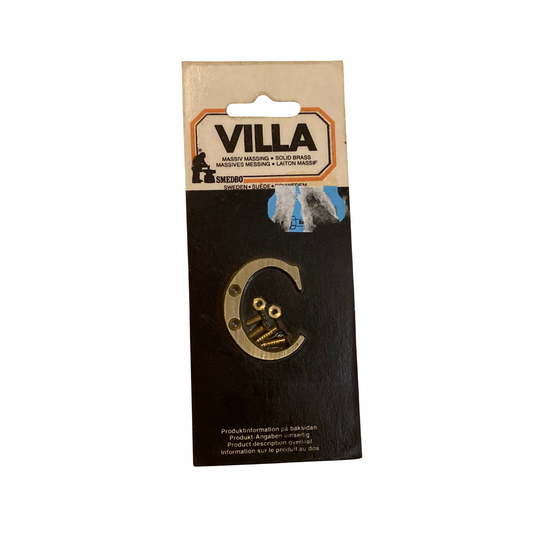 Brevlådebokstav C Villa i massiv mässing, 40 mm, i originalförpackning med skruvar och muttrar