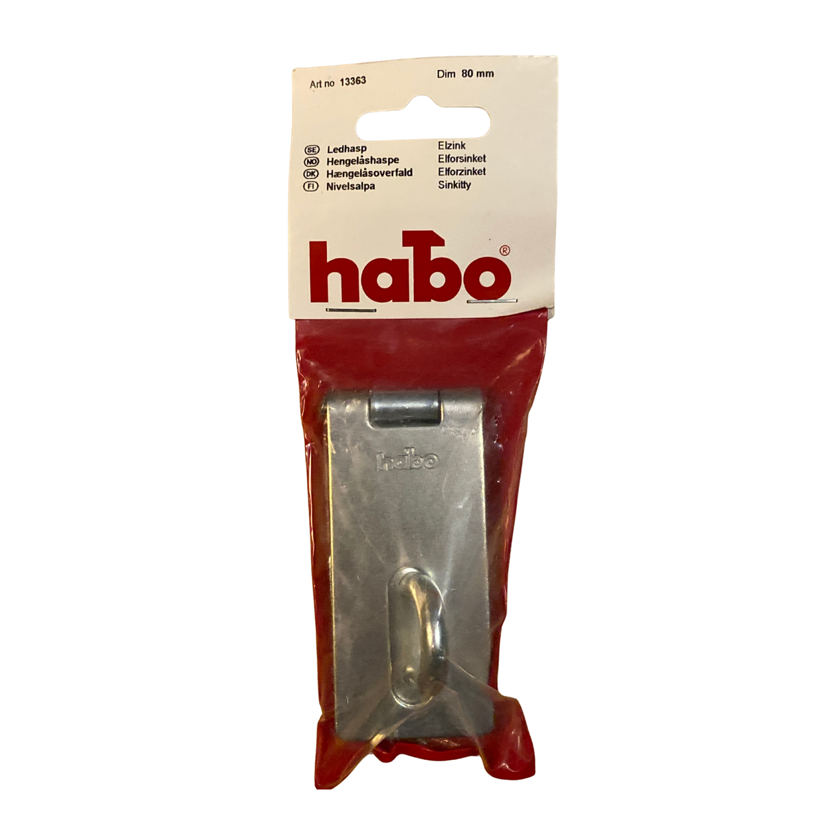 Ledhasp elförzinkad 80 mm med ledad hasp och ögla för hänglås i originalförpackning